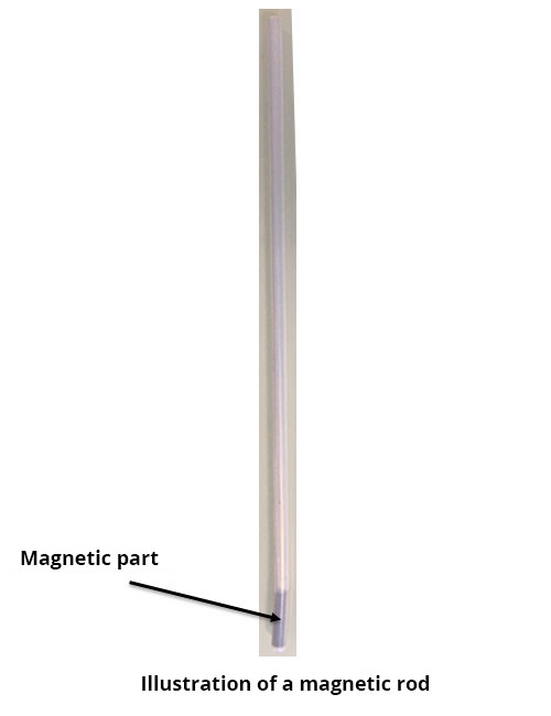 Picture of a magnetized rod with the magnetized tip at its end