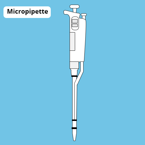 Illustration of a micropipette, with its handle topped by two pistons.