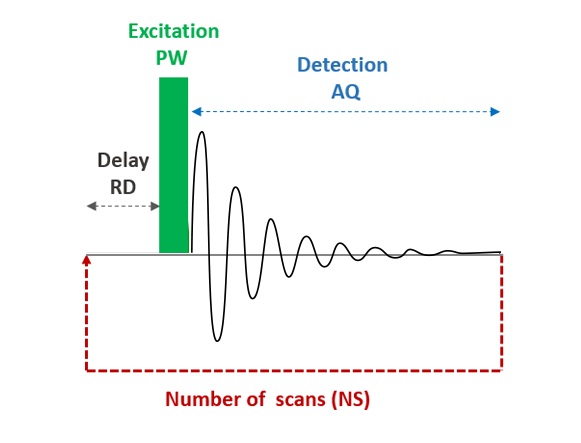 Number of acquisitions (NS) over the whole duration: Delay RD, Excitation PW and Detection AQ.