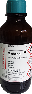 Photo d'un flacon de méthanole