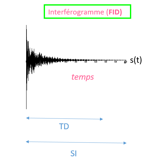 Illustration d'un interférogramme avec les périodes TD et SI.