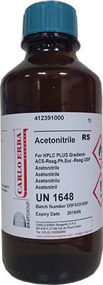 Picture of a bottle of acetonitrile